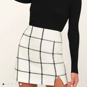 Lulu’s Spence White Plaid Mini Skirt